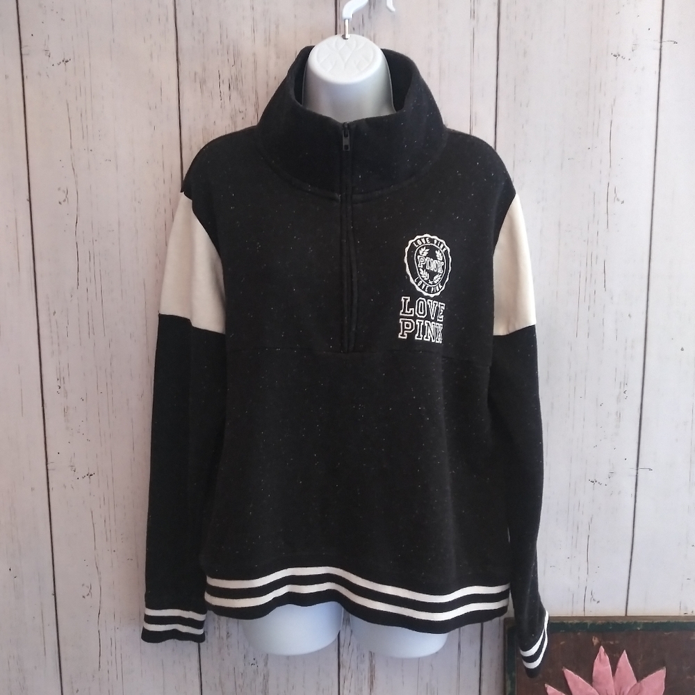 Victoria Secret Pink black and white crew neck